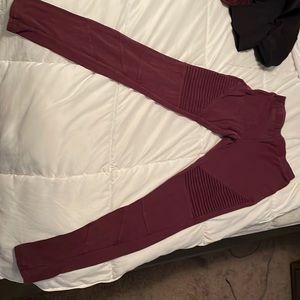 burgundy ribbed leggings